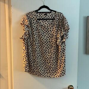 SHEIN Black and Cream Heart Print Blouse